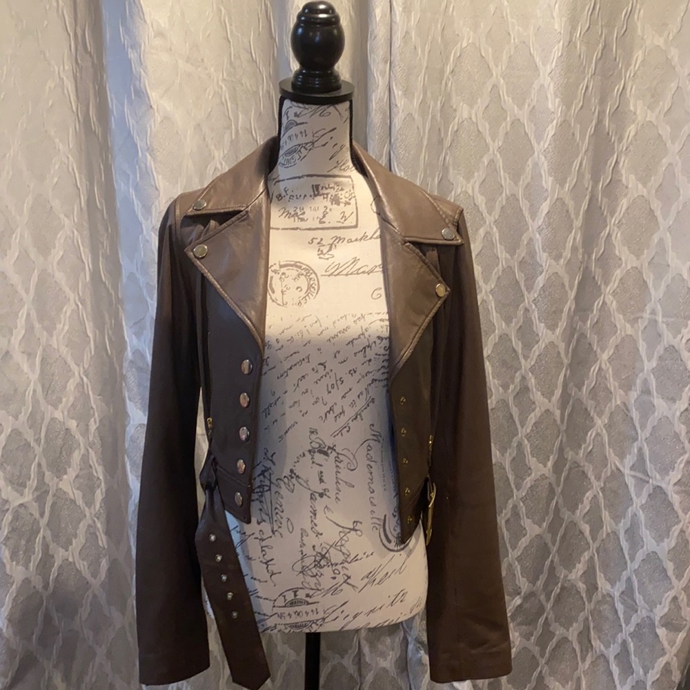 Brown Leather Arden B Moto Jacket